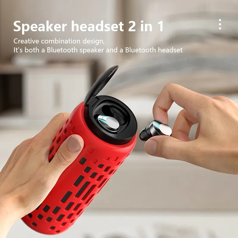 Wireless Bluetooth Audio 2-in-1 Speaker with Earbuds RGB Light Portable