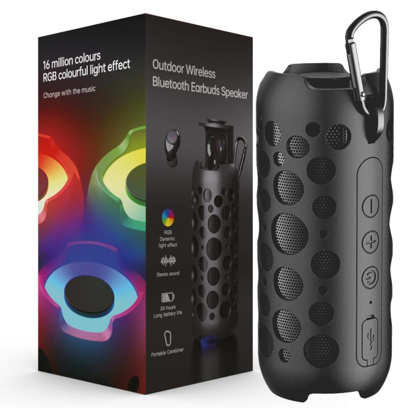 Wireless Bluetooth Audio 2-in-1 Speaker with Earbuds RGB Light Portable